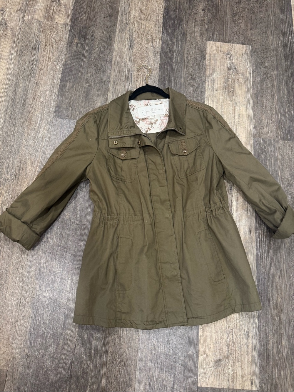 Jessica Simpson Olive Green Utility Jacket – Drawstring Waist
